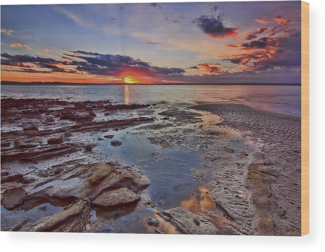 Oyster Cove Wood Print featuring the photograph Port Stephens Sunset by Paul Svensen