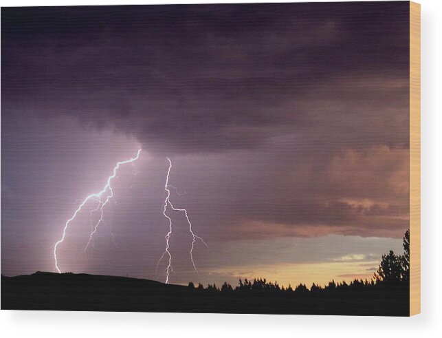 Lightning Wood Print featuring the photograph Power Unleashed by Peter Mooyman