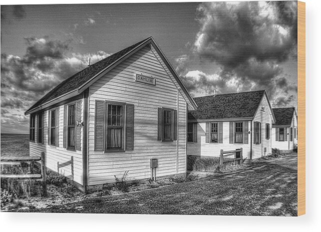 Cottages Wood Print featuring the photograph Provincetown Cottages BW by Lucia Vicari