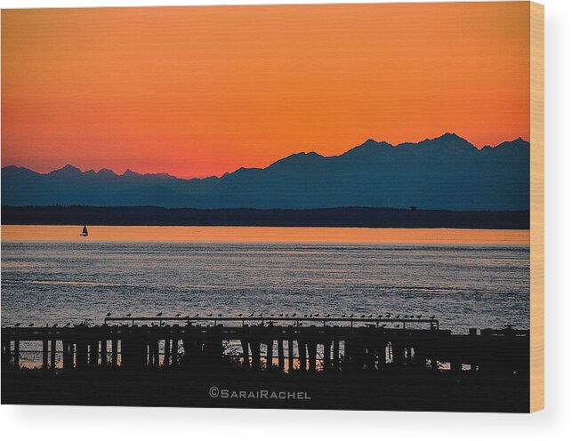Beach Wood Print featuring the photograph Puget Sound Sunset by Sarai Rachel