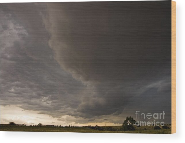 Storm Wood Print featuring the photograph Racing the Storm by Tim Mulina
