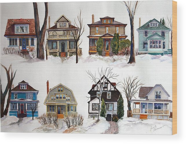 Street Scene Wood Print featuring the painting Raglan Road - Early Spring by Ruth Kamenev