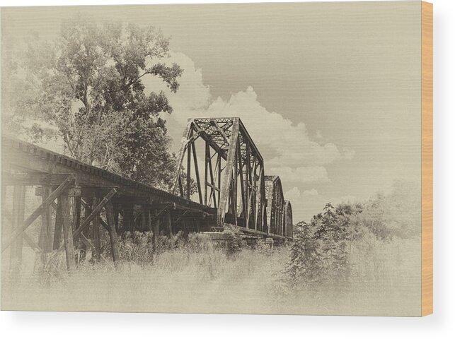 Bridges Wood Print featuring the photograph Railroad Bridge 13979s by Guy Whiteley