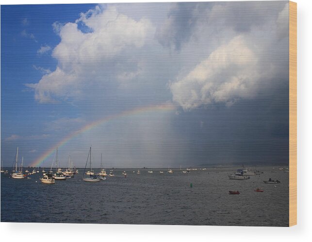 Rainbow Wood Print featuring the photograph Rainbow Trailing Thunderstorm by John Burk