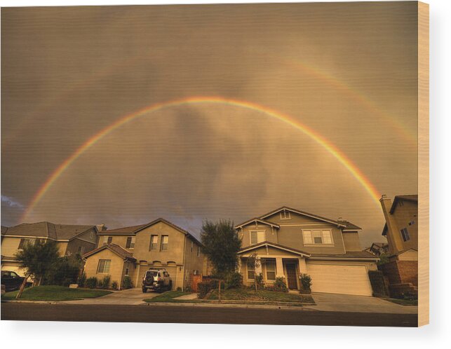 Rainbows Wood Print featuring the photograph Rainbows Over Suburbia 2 by The Ecotone
