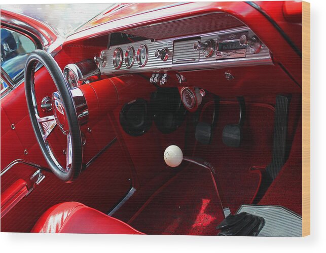 Classic Wood Print featuring the photograph Red Chevy Impala by Carolyn Stagger Cokley
