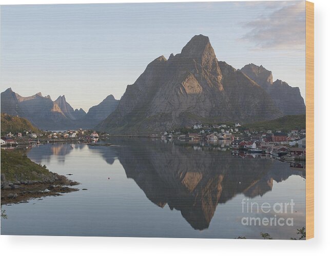 Norway Wood Print featuring the photograph Reine Village in Early Morning Light by Heiko Koehrer-Wagner