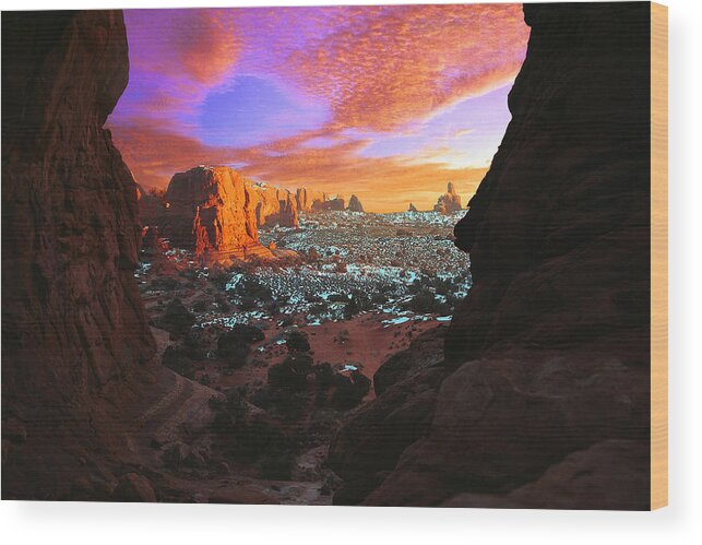 Bluff Wood Print featuring the photograph Rocky Buttes Viewed Through Canyon by Corey Hochachka