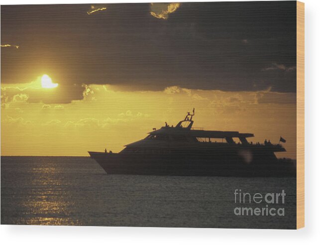 Mexico Wood Print featuring the photograph SAILING INTO THE SUN Cozumel Mexico by John Mitchell