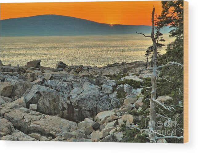 Schoodic Peninsula Wood Print featuring the photograph Schoodic Sunset by Adam Jewell