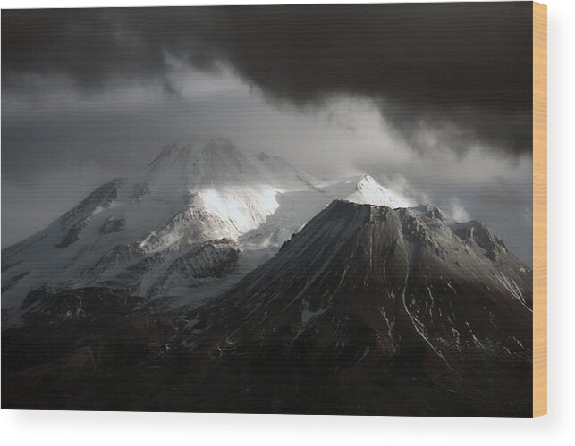 Mt. Shasta Wood Print featuring the photograph Shasta Mood by Holly Ethan