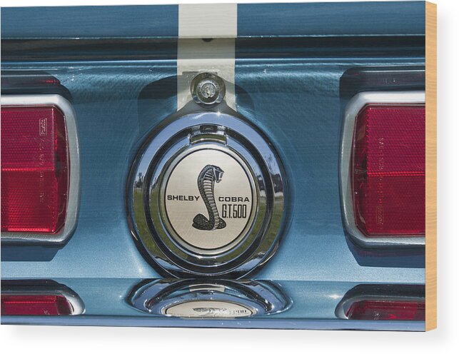 Shelby Cobra Gt 500 Wood Print featuring the photograph Shelby Cobra GT 500 Emblem by Jill Reger