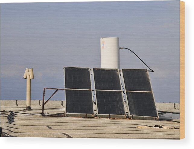 Clean Energy Wood Print featuring the photograph Solar Water Heater by Photostock-israel
