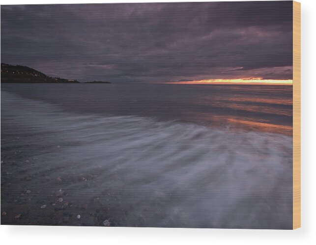 Sunrise Wood Print featuring the photograph Sorrento from Killiney beach by Celine Pollard