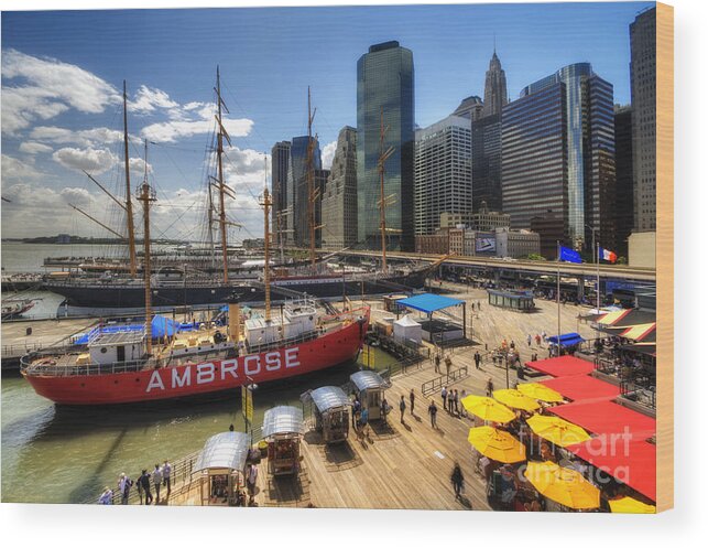 Art Wood Print featuring the photograph South Street Seaport by Yhun Suarez