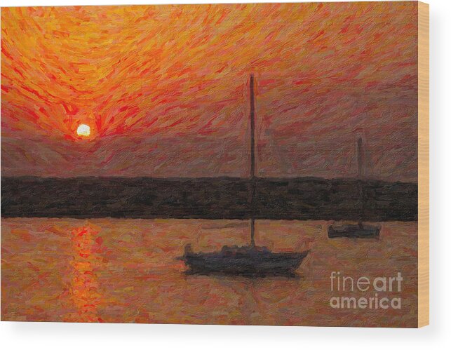 Clarence Holmes Wood Print featuring the photograph St. Augustine Sunrise Impasto by Clarence Holmes