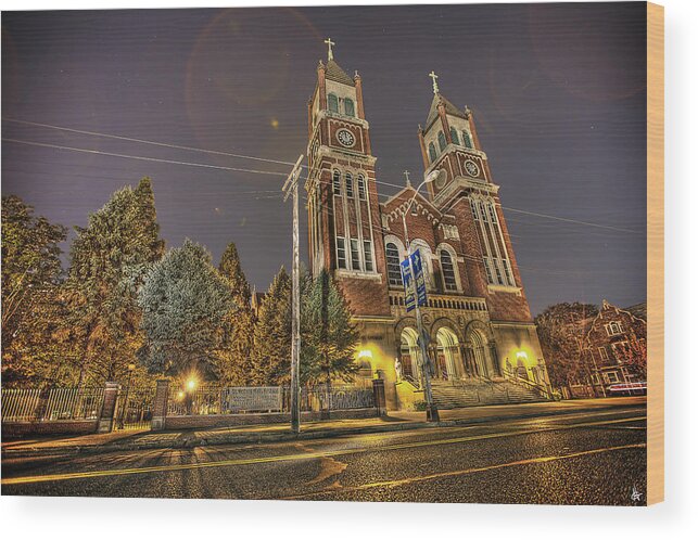 St. Hedwig Wood Print featuring the photograph St. Hedwig Detroit MI by Nicholas Grunas