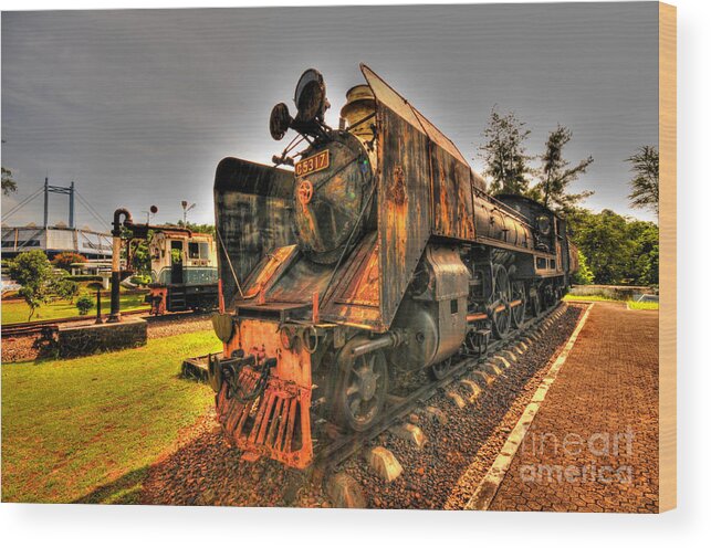 Railway Wood Print featuring the photograph Steam Engine by Charuhas Images