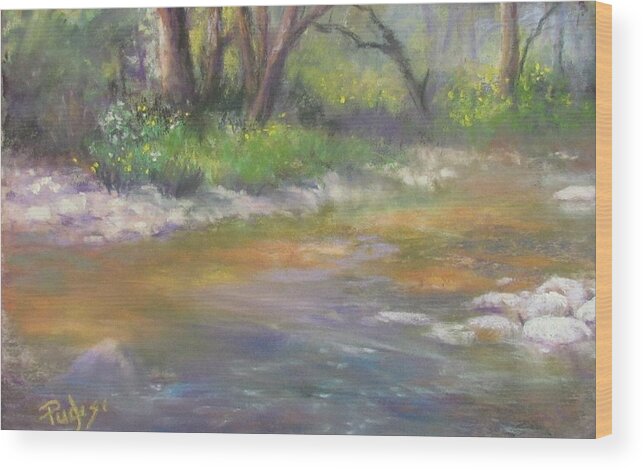 Creek Wood Print featuring the pastel Stony Creek by Bill Puglisi