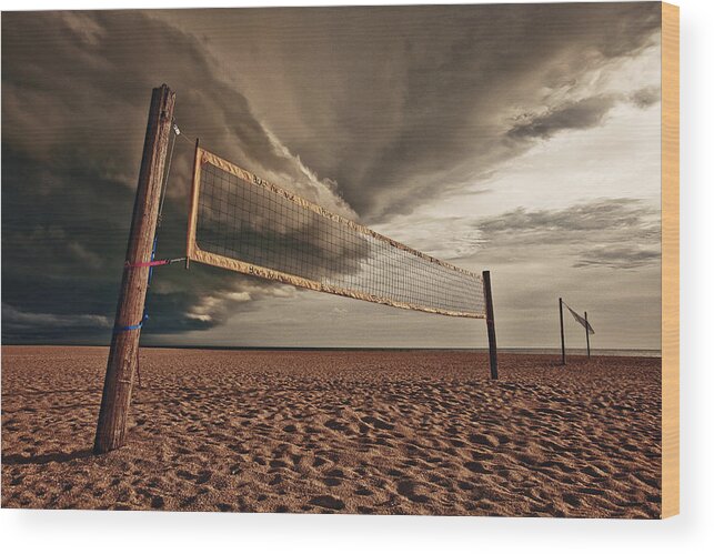 Volleyball Wood Print featuring the photograph Volley Ball Net by Skip Nall