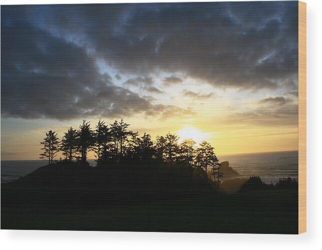 Ecola State Park Wood Print featuring the photograph Sunset at Ecola Point by Steven A Bash