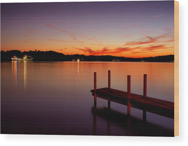 Sunsets Wood Print featuring the photograph Sunset at the Dock by Michelle Joseph-Long