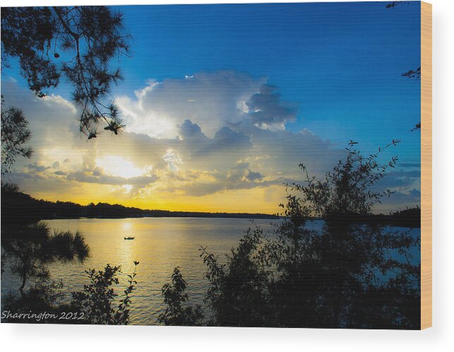 Lakes Wood Print featuring the photograph Sunset Fishing by Shannon Harrington