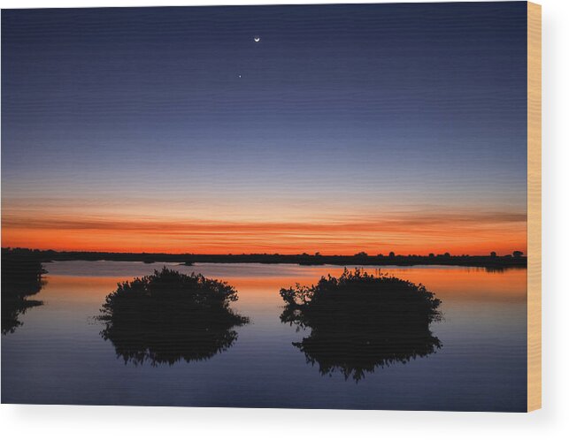Sunset Wood Print featuring the photograph Sunset Moon Venus by Rich Franco