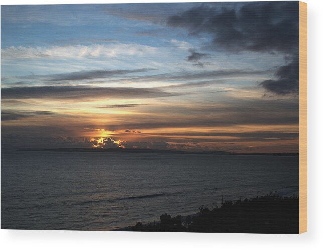 Sunset Wood Print featuring the photograph Sunset over Poole Bay by Chris Day