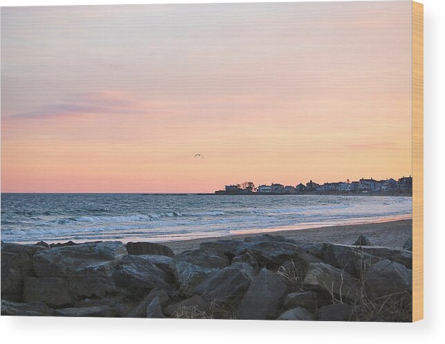 Sunset Wood Print featuring the photograph Sunset Over Wallis Sands Beach New Hampshire by Mary McAvoy