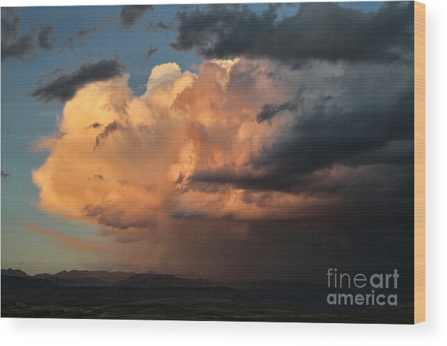 Thunderstorm Wood Print featuring the photograph Sunset Rain by Edward R Wisell