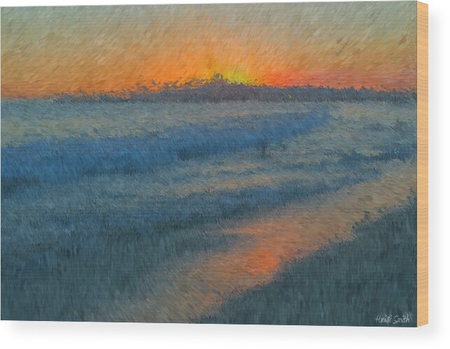Sunset Wood Print featuring the photograph Sunset Surfers by Heidi Smith