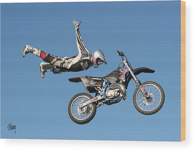 Flying Biker Wood Print featuring the photograph Superman by Stan Kwong