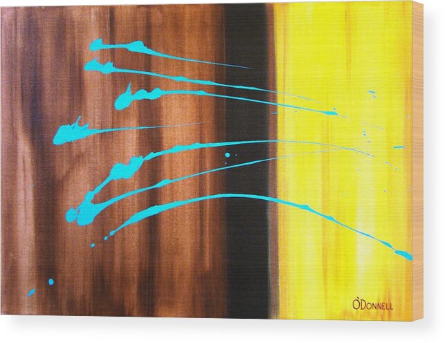 Abstract Wood Print featuring the painting Synergy by Stephen P ODonnell Sr