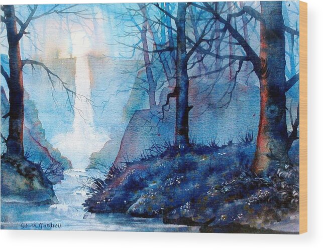 Waterfall Wood Print featuring the painting Syvan Spout by Glenn Marshall