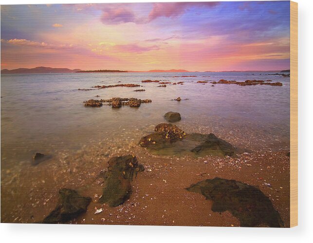 Sunset Wood Print featuring the photograph Tanilba Bay Sunset by Paul Svensen
