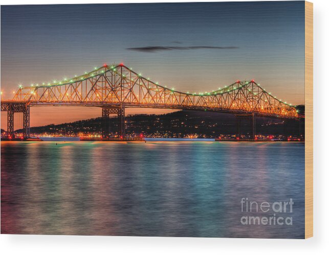 Clarence Holmes Wood Print featuring the photograph Tappan Zee Bridge Twilight I by Clarence Holmes