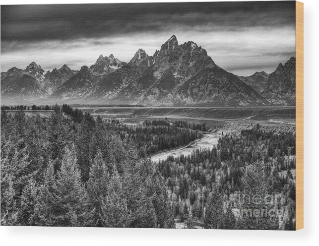 Places Wood Print featuring the photograph Tetons and the Snake by Dennis Hammer
