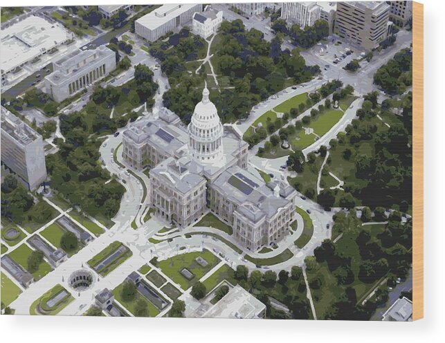 Capitol Of Texas Wood Print featuring the photograph Texas Capitol Color 16 by Scott Kelley