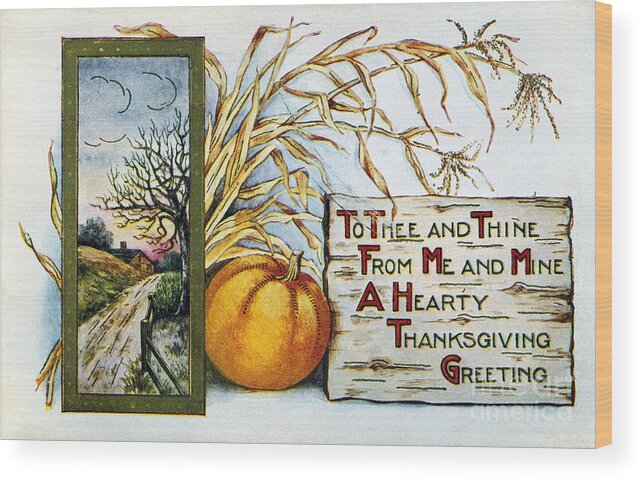 1912 Wood Print featuring the photograph Thanksgiving Card, 1912 by Granger