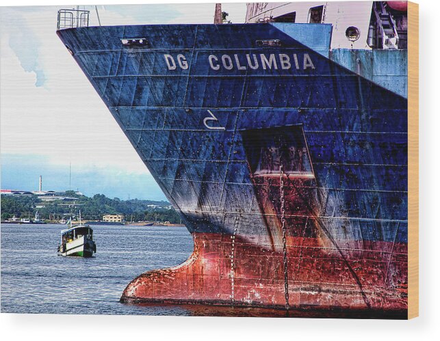 Freighter Ship Wood Print featuring the photograph The Big and the Small by Andre Salvador