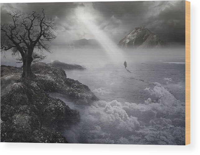 Conceptual Wood Print featuring the photograph The Drifter III by Keith Kapple