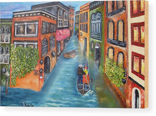 Italy Wood Print featuring the painting The Gondola Ride by Annamarie Sidella-Felts