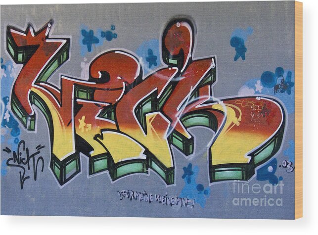 Graffiti Wood Print featuring the photograph The Writing on the Wall by Heiko Koehrer-Wagner