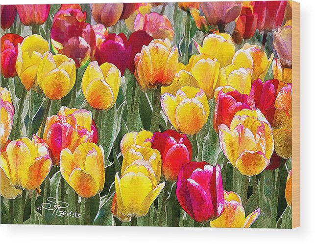 Flowers Wood Print featuring the painting Think Spring by Suni Roveto