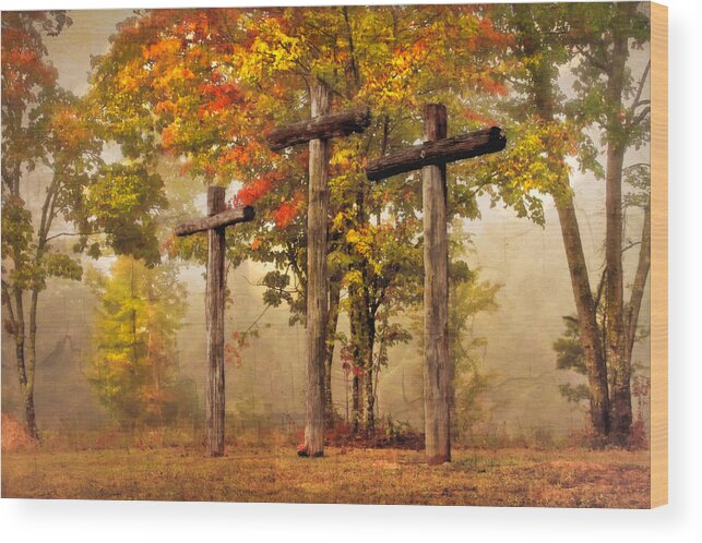 Appalachia Wood Print featuring the photograph Three Crosses by Debra and Dave Vanderlaan