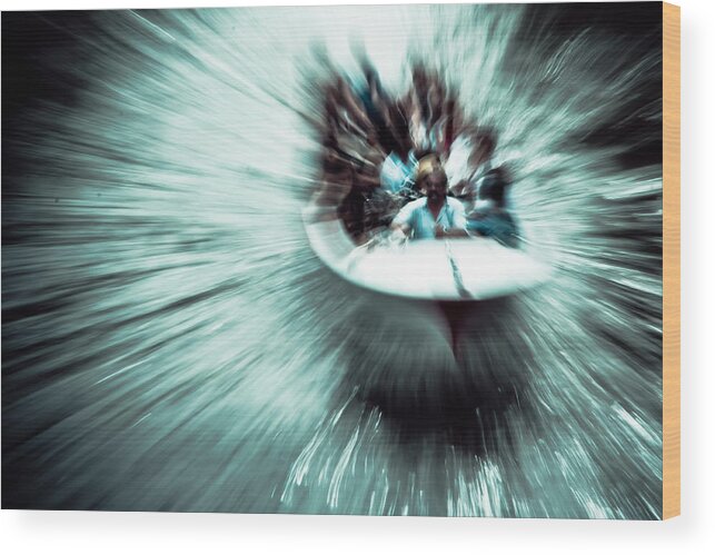 Zoom Wood Print featuring the photograph Time Vortex Mustache Boat by Justin Albrecht