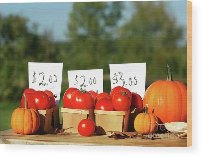 Agriculture Wood Print featuring the photograph Tomatoes for sale by Sandra Cunningham