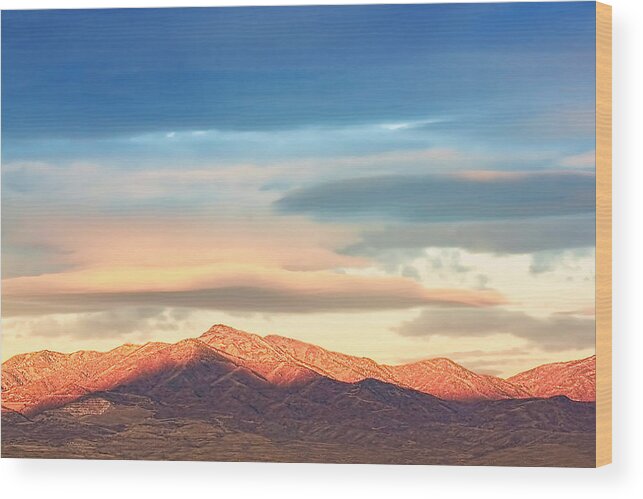 Oquirrh Mountians Wood Print featuring the photograph Tooele County Mountains At Sunrise by Tracie Schiebel