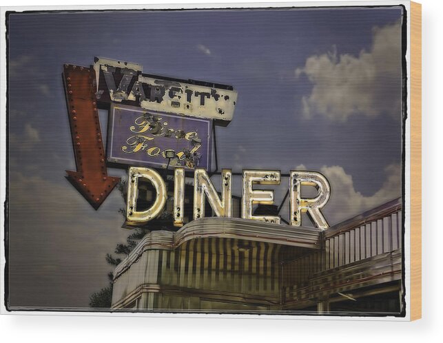 Yellow Wood Print featuring the photograph Varsity Diner by Jerry Golab